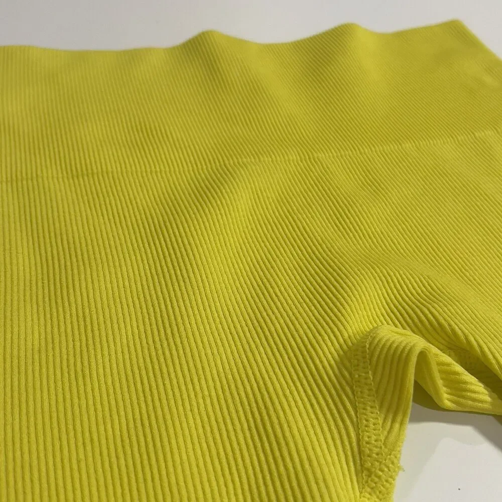 Wild Fable Yellow Ribbed High Rise Bike Shorts W2